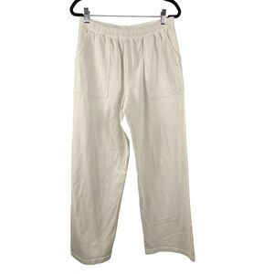 FILA Womens Cotton Straight Leg White Yoga Lounge Sweat Pants Elastic Size L